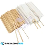 Pack of 100 wooden coffee stir sticks, perfect for cafes, offices, and home use.
