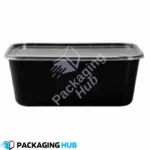 1000ml Microwave-Safe Black Plastic Food Container