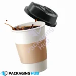 Stacked 12oz white coffee cups with lids – space-saving and ready for quick coffee service.
