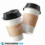 12oz white coffee cup with lid, filled with hot coffee – ideal for takeaway hot drinks.