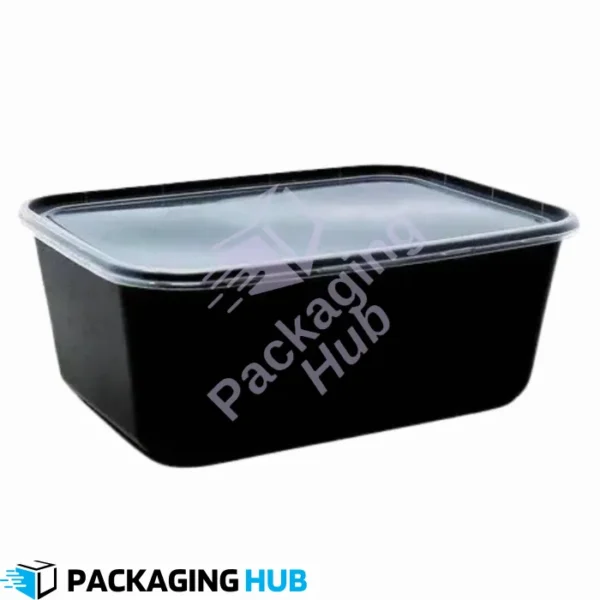 Disposable Black Plastic Food Container with Lid
