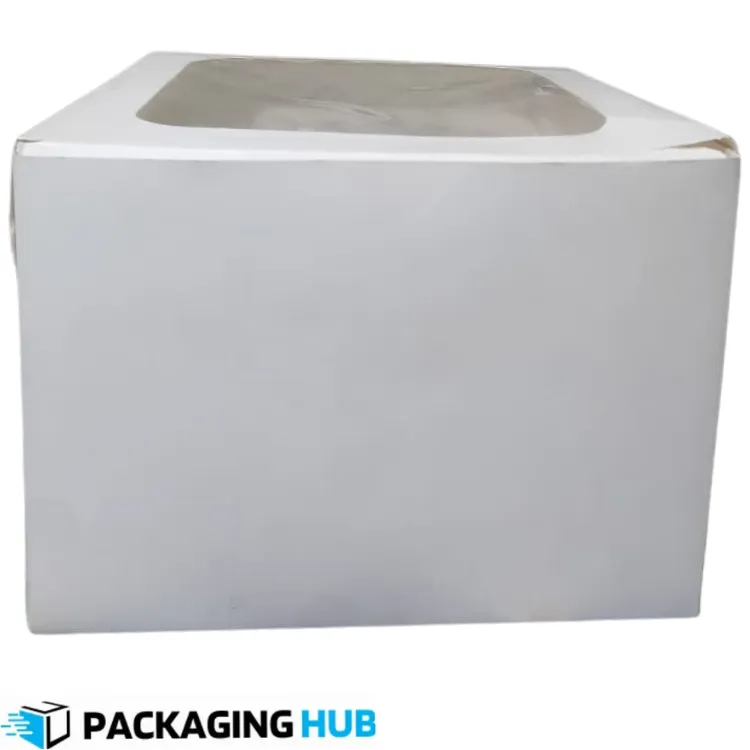 10x10x7.5 bakery cake box with clear window designed for safe cake packaging and display