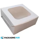 cake box 12x12x5 with window in Pakistan by Packaging Hub for bakery and custom cake packaging