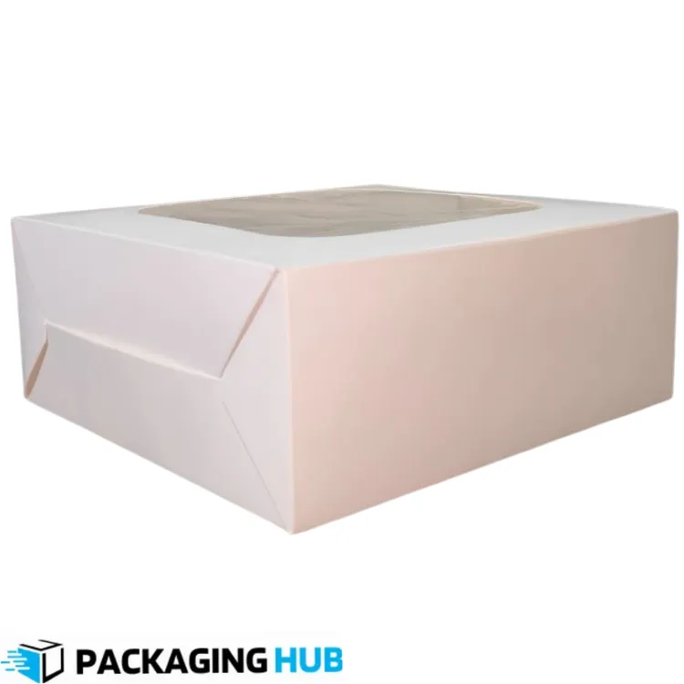 wholesale cake box 12x12 with window in Pakistan by Packaging Hub for bakeries and cake shops