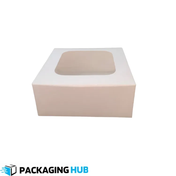 Cake Box 7.5x7.5x3.5 with transparent window for bakery packaging in Pakistan