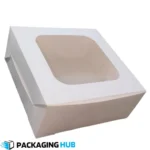 8x8x3.5 cake box with transparent window by Packaging Hub in Pakistan for bakery and custom cake packaging