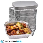 F1 aluminium food container with lid for takeaway packaging in Pakistan – durable disposable food box