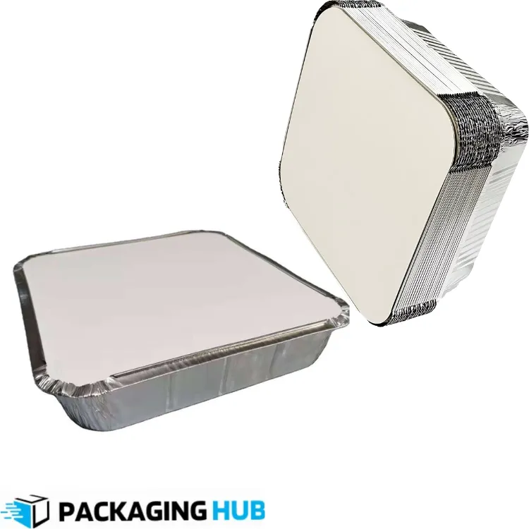 F4 aluminium food container with lid for takeaway packaging – Packaging Hub Pakistan